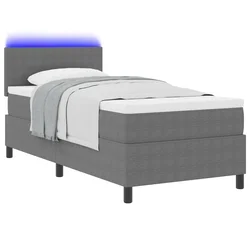 vidaXL LED Box Spring Postelja Svetlo siva in bela. 100 x 200 cm