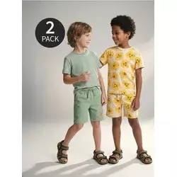 Sinsay - Šorts od duksera sa printom lava 2 pack - pepaljasto zelena