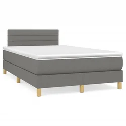 vidaXL Box spring postelja z vzmetnico temno siva 120x190 cm blago