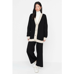 Trendyol Stone Strip Detailed Cardigan-Pants Knitwear Set