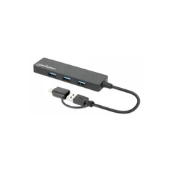 MANHATTAN USB-C HUB 4port 180863 3.2 G1+USB-C/5Gbps/Crni