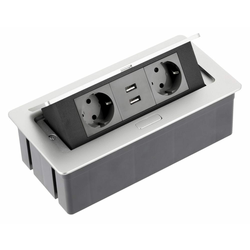 GTV Vgradna vtičnica 2x vtičnica | 2x usb SREBRNA