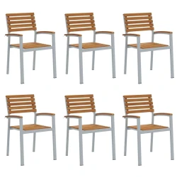 Vrtna stolica 6 pcs Smeđa 56 x 57 x 87 cm Čvrsto drvo akacije