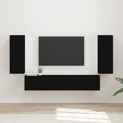 Set zidnog ormarića za TV Zidne 4 pcs Crna Konstruirano drvo