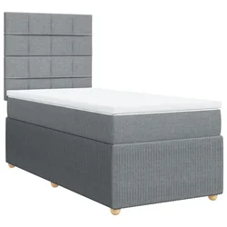 Vidaxl Box spring postelja z vzmetnico svetlo siv 100x200 cm blago