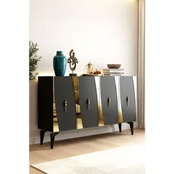 Hanah Home komoda Elips 120, 120 cm, antracit / zlatna