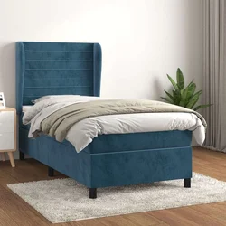 VIDAXL Box spring postelja z vzmetnico temno moder 90x190 cm
