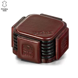 Princ Leather Set Podmetača za čaše, Braon, 6 komada