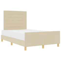 Vidaxl Konstrukcija postelje z vzglavjem krema 120 x 200 cm blago