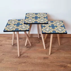 Hanah Home Set klub stočića 3Shp174, 3 komada, Šarena