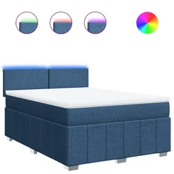 Vidaxl Box spring postelja z vzmetnico modra 160x200 cm blago