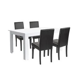 Leon 4+1 jedilni set belo-črna