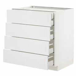 METOD / MAXIMERA Pod.elem.4fronta/2donj/3sred.fioke, bela/Stensund bela, 80x60 cm