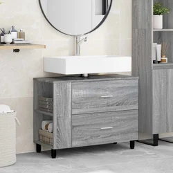 Toaletna jedinica Siva Sonoma 80 x 35 x 60 cm Konstruirano drvo