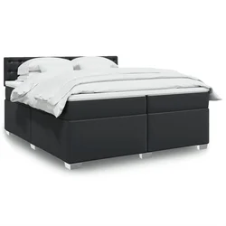 vidaXL Box spring postelja z vzmetnico črna 200x200 cm umetno usnje