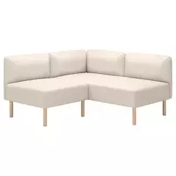 LILLEHEM Modularna ugaona sofa dvosed, Vissle bež/drvo