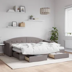 Greatstore Izvlečna dnevna postelja s predali taupe 80x200 cm blago