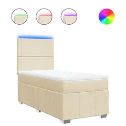 Vidaxl Box spring postelja z vzmetnico krem 100x200 cm blago