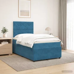 vidaXL Postelja boxspring z vzmetnico Modra 120 x 190 cm Žamet