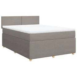 Vidaxl Box spring postelja z vzmetnico taupe 140x190 cm blago