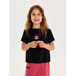 Sinsay - Pamučna majica sa vezom Minnie Mouse - crno