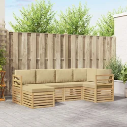 Set vanjskih sofa 6 pcs Bijela i bež Poliester
