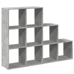 Pregrada/regal za knjige 3 razine sivi 137,5x29x103,5 cm drveni