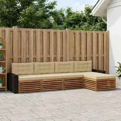 Set vanjskih sofa s jastukom 5 pcs Prirodna i bež Poliester