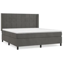Vidaxl Box spring postelja z vzmetnico temno siva 160x200 cm žamet