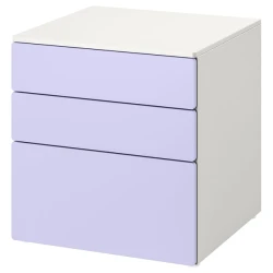 SMASTAD / PLATSA Komoda s 3 fioke, bela/lila, 60x57x63 cm