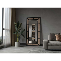 Hanah Home Podno ogledalo Rattan, 90 cm x 180 cm, Crno