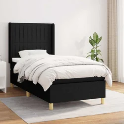 Greatstore Box spring postelja z vzmetnico črna 90x200 cm blago