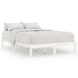 Vidaxl Posteljni okvir bel iz trdne borovine 140x190 cm