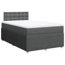 Vidaxl Box spring postelja z vzmetnico temno siva 120x200 cm blago