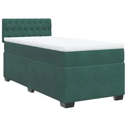 Vidaxl Box spring postelja z vzmetnico temno zelena 100x200 cm žamet