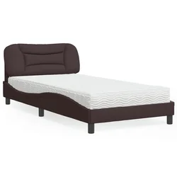 vidaXL Postelja z vzmetnico temno rjava 100x200 cm blago