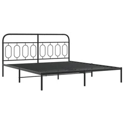 Vidaxl Kovinski posteljni okvir z vzglavjem črn 193x203 cm