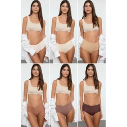 Trendyol Milla Ženski set donjeg veša Thmaw25Ku00038, 6 komada, Smeđi