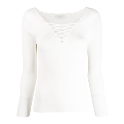 Sandro Paris - lace-up neck jumper - women - White