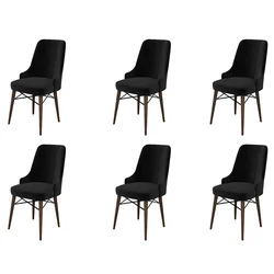 Hanah Home Set 6 trpezarijskih stolica Pare Crno-Braon