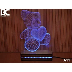 Black Cut 3D Lampa sa 9 različitih boja i daljinskim upravljačem - Meda ( A11 )