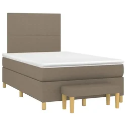 Vidaxl Box spring postelja z vzmetnico taupe 120x190 cm blago