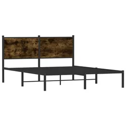 Vidaxl Kovinski posteljni okvir brez vzmetnice dimljen hrast 140x190cm