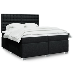 vidaXL Box spring postelja z vzmetnico črn 200x200 cm blago
