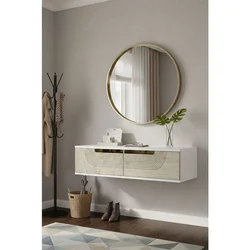 Hanah Home komoda Meyra 120, 120 cm, bela / travertin / zlatna