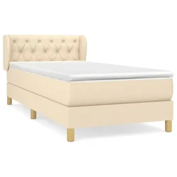 Vidaxl Box spring postelja z vzmetnico krem 80x200 cm blago