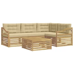 Set vanjskih sofa s jastukom 5 pcs Bijela i bež Poliester