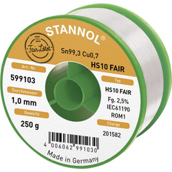 Stannol Spajkalna tuljava Stannol HS10-Fair Sn99.3Cu0.7 250 g 1.0 mm