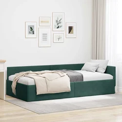 Kutni okvir kreveta Tamnozelena 90 cm x 190 cm Baršun