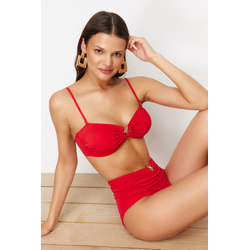 Trendyol Red*003 Plain Strapless Bikini Tops with Straps
